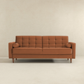 Benara Burnt Orange Velvet Sleeper Sofa Burnt Orange Velvet Metal Primary Living Space Tufted Back Mid Century Modern Foam Velvet 3 Seat