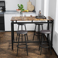 5 Piece Kitchen Counter Height Table Set, Bar Table With 4 Stools Brown Seats 4 Mdf