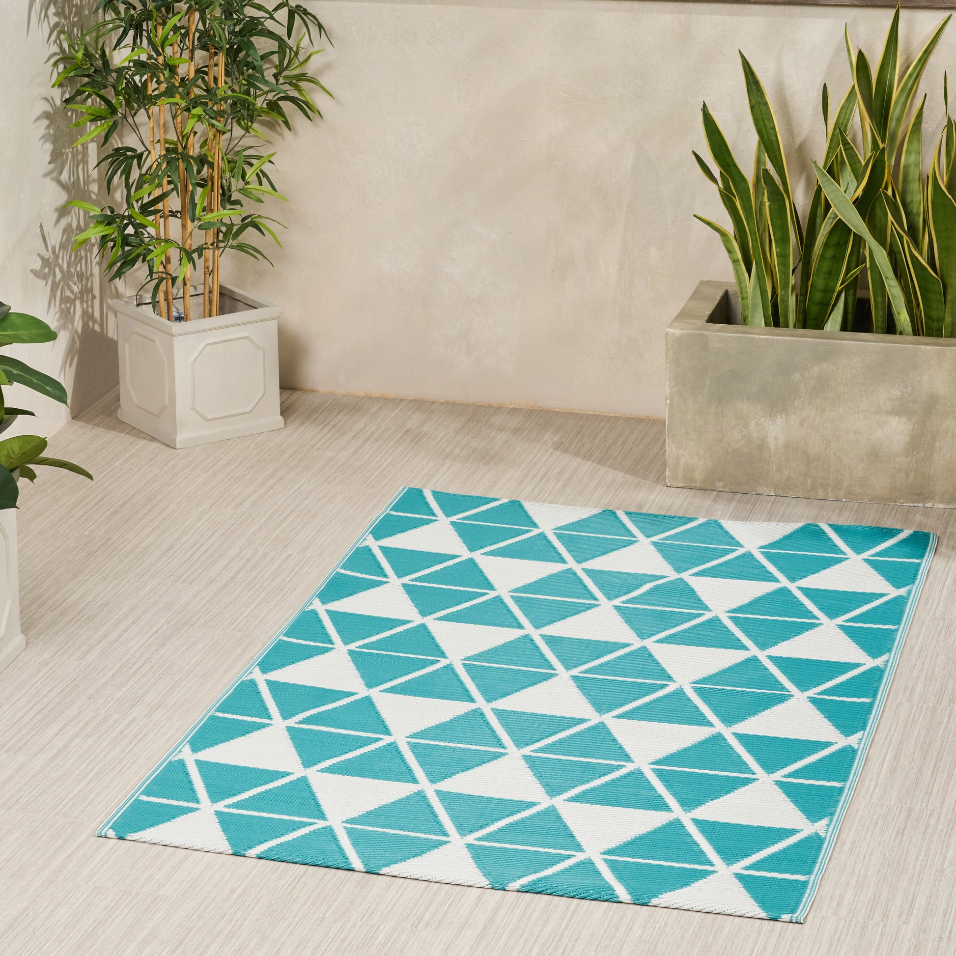 Herringbone 4" X 6" Pp Rug White Polypropylene