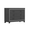 Elegant Dresser With Metal Handle And Sparkling Shiny Decoration, Storage Cabinet With 6 Drawers For Bedroom, Living Room, Black Black Mdf