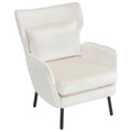 Wing Back Velvet Accent Chair, Modern Living Room Armchair Comfy Upholstered Single Sofa Chair For Bedroom Dorms Reading Reception Room With Metal Legs & Pillow, Beige Beige Velvet