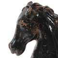 17 Inch Ceramic Accent D Cor, Horse Statue, Black And Brown Black Brown Ceramic