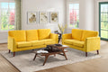 Modern Contemporary Living Room 1Pc Sofa Yellow Velvet Upholstery Dark Brown Legs Solid Wood Furniture Yellow Velvet Wood Primary Living Space Modern Solid Wood 3 Seat