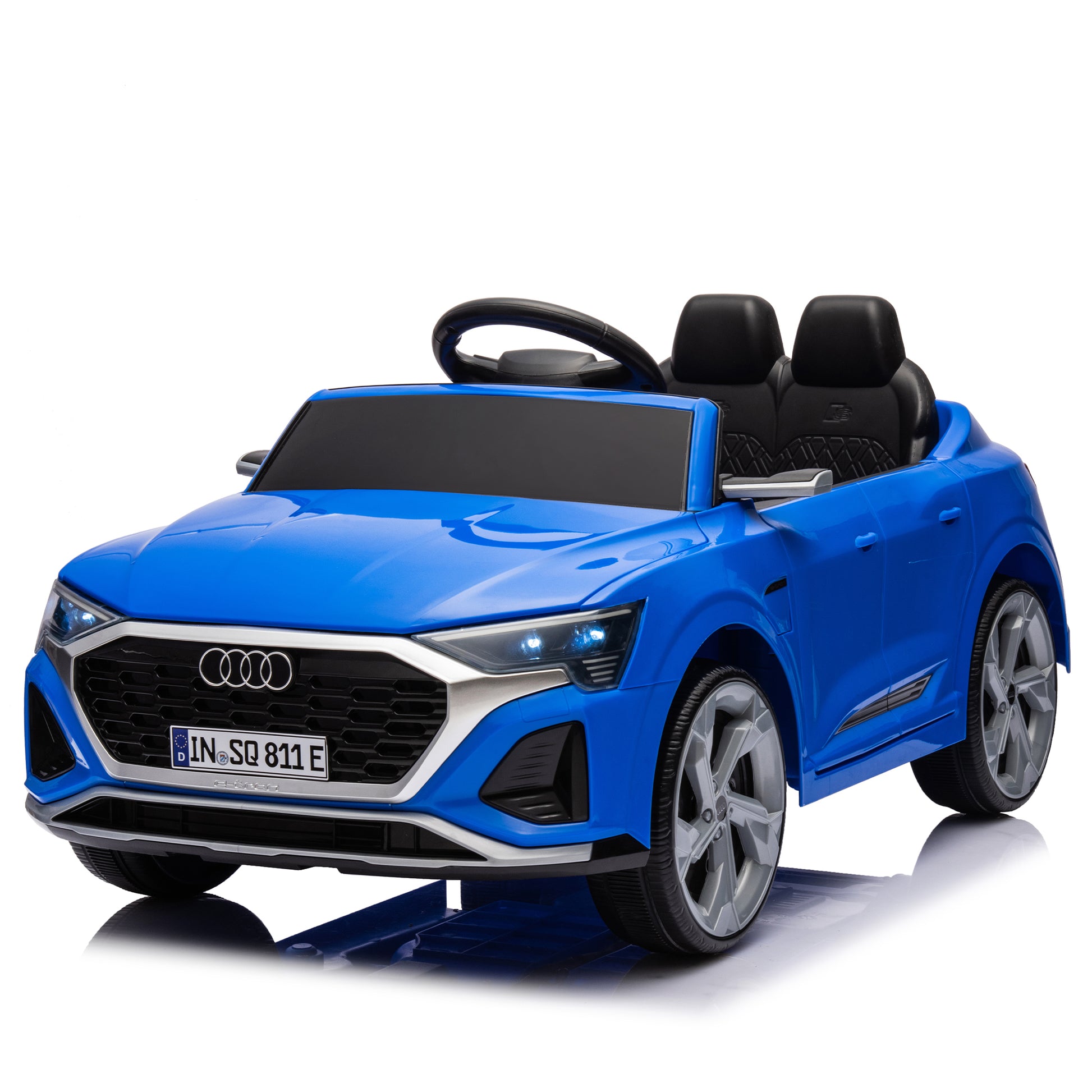 12V Kids Ride On Electric Car W Parents Remote Control,Licensed Audi Sq8 For Kids,Dual Drive,Suspension,Hanging Start,Three Speed Adjustable Music,Volume Control,Led Lights For Kids Aged 3 6. Blue 50 99 Lbs Polypropylene