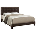 Bed, Queen Size, Bedroom, Upholstered, Brown Leather Look, Transitional Brown Foam Faux Leather