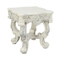 Antique White End Table With Floral Legs Antique White Primary Living Space Shelves Square Wood Plastic