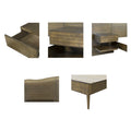 Platform Bed Frame With Live Edge Headboard And Built In Nightstands Drawers Dark Brown Wood