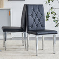 2 Piece Dining Chair, Modern Style Kitchen Upholstered High Back, Metal Leg Office Chair, Suitable For Dining Room, Office, Restaurant. Black Set Of 2 Pu