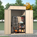 6X4X3 Ft Outdoor Storage Shed, Steel Metal Lockable Garden Shed, Tiny House, Utility Shed, Lean To Shed & Outdoor Storage, Waterproof Backyard Shed With Door For Bike, Tools, Lawnmower Antique Yellow Gray Garden & Outdoor American Design Metal