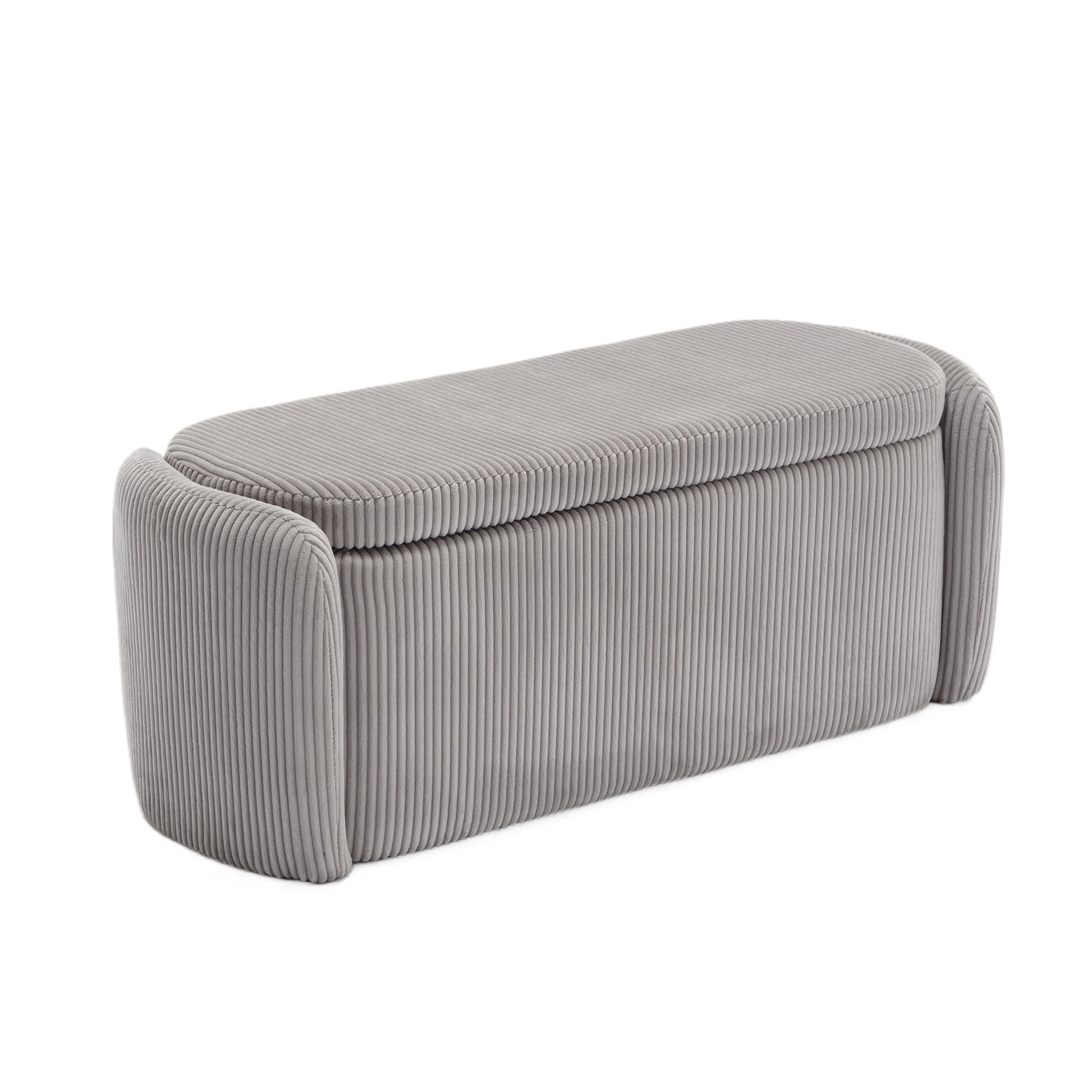 Coolmore Storage Ottoman,Bedroom End Bench,Upholstered Fabric Storage Ottoman With Safety Hinge, Entryway Padded Footstool, Ottoman Bench For Living Room & Bedroom Light Gray Light Gray Foam Velvet