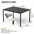 8640 Louver Pergola 10X13Ft Aluminum Frame & Steel Louvers Black Garden & Outdoor High Wind Resistant Gazebos Aluminium