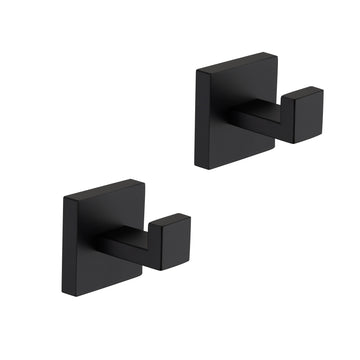 2 Pack Wall Mounted Stainless Steel Bathroom Towel Hooks Coat Hooks For Bathroom, Bedroom, Kitchen Matte Black Stainless Steel