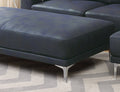 Modern Ink Blue Large Ottoman Metal Legs 1Pc Cocktail Ottoman Living Room Blue Faux Leather Primary Living Space Blue Contemporary,Modern Rectangle Bonded Leather