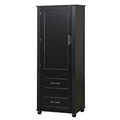 Tall Bathroom Storage Cabinet, Freestanding Storage Cabinet With Two Drawers And Adjustable Shelf, Mdf Board With Painted Finish, Black Black Mdf