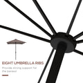 Outsunny 9' X 7' Solar Umbrella, Led Lighted Patio Umbrella For Table Or Base With Tilt & Crank, Outdoor Umbrella For Garden, Deck, Backyard, Pool, Beach, Tan Brown Steel