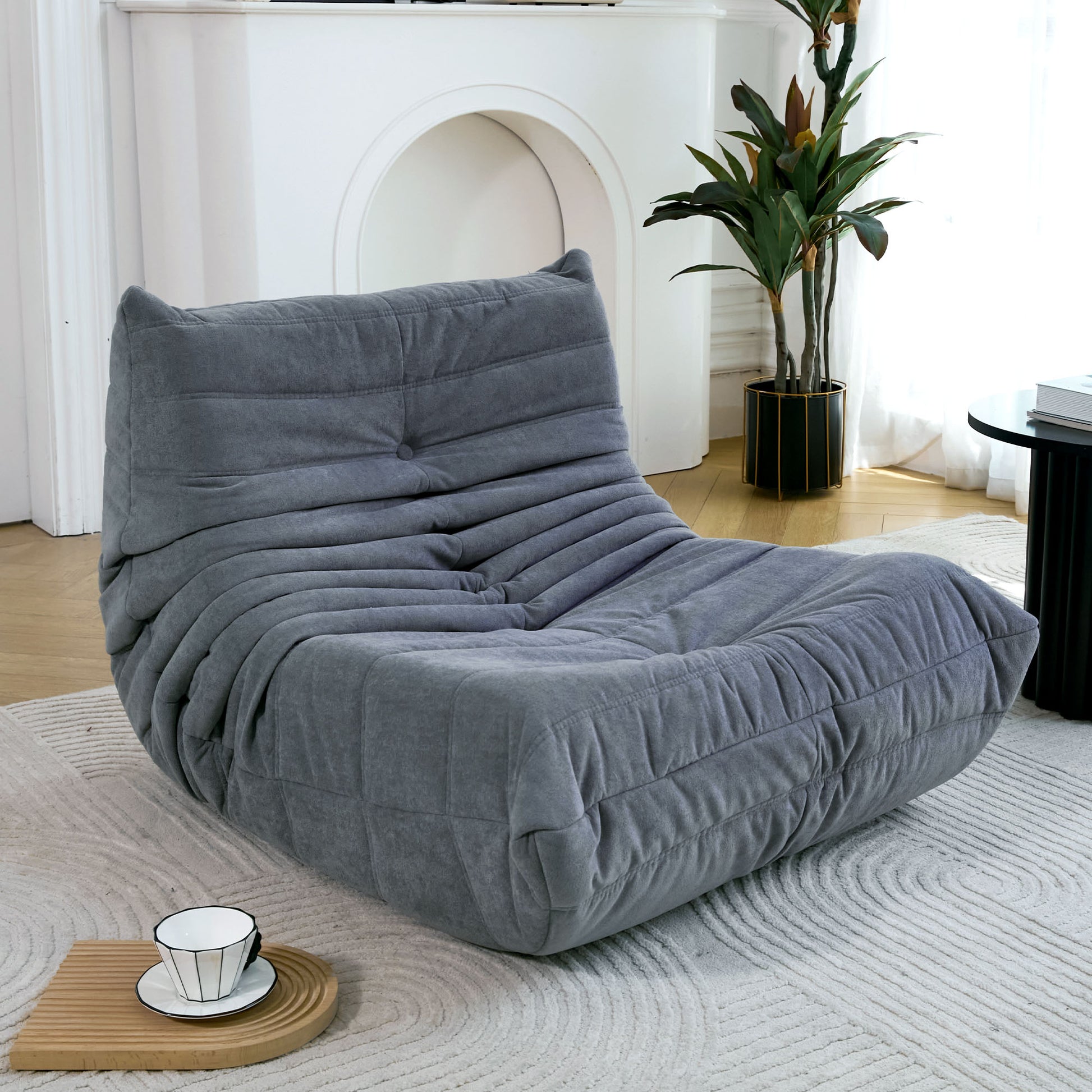 Floor Sofa Bean Bag Chair For Adults Fireside Bean Bag Lounger Memory Foam Chair For Home, Office, Apartment Or Gaming Venue Plain Grey Polyester Primary Living Space Firm Art Deco Armless Foam Polyester Blend
