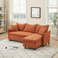 This 80 Inch Orange Corduroy L Shaped Sofa Comes With Two Small Throw Pillows That Can Be Converted Into A Sofa Bed For Storage Orange Corduroy 3 Seat