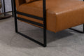Leather Accent Chair Guest Chair For Living Room, Mid Century Armchair For Bedroom Brown Leather Brown Pu