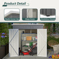 6'X4' Outdoor Metal Storage Shed For Garden Tools Lockable Door Gray Metal