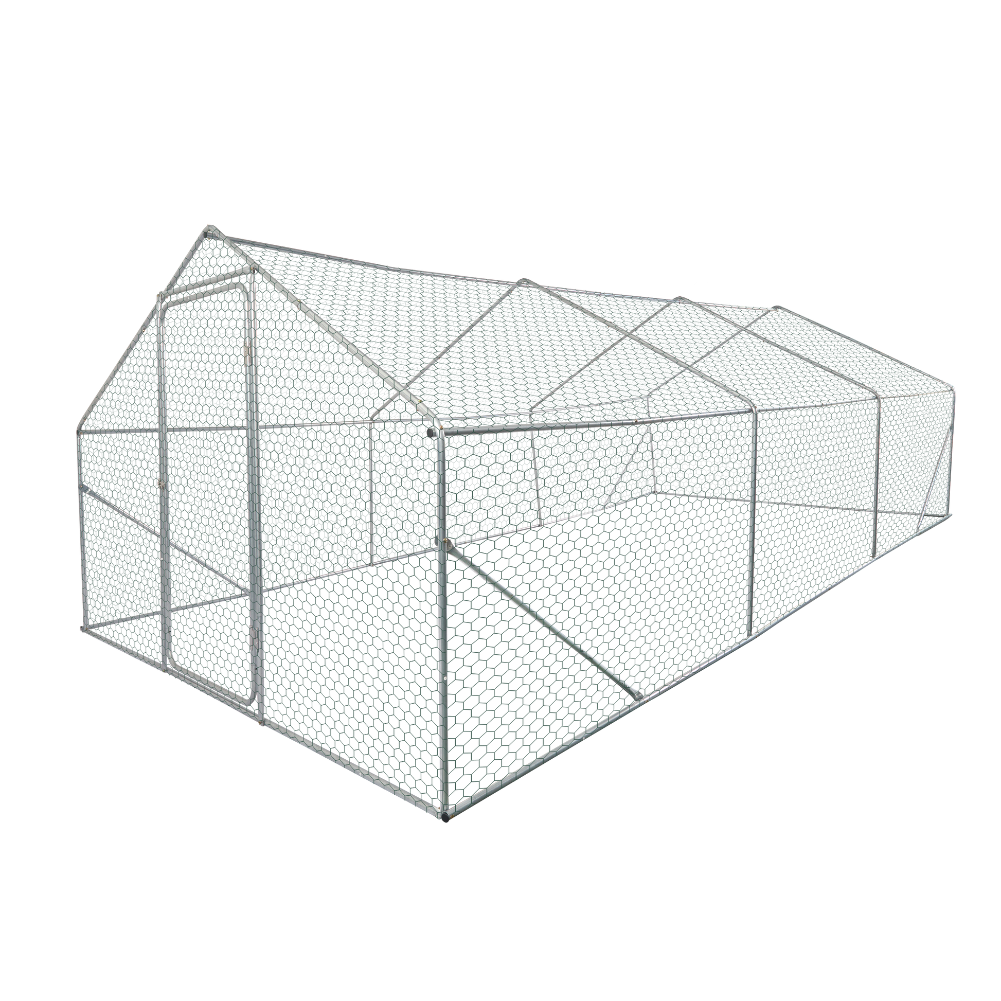 Xpt035 Outdoor Chicken Coop Metal Big Space 20*10*6Ft 3 Unit For Outdoor Farm Use Silver Grey Metal