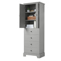 Storage Cabinet With 2 Doors And 4 Drawers For Bathroom, Office, Adjustable Shelf, Mdf Board With Painted Finish, Grey Grey Mdf