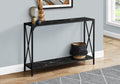 Accent Table, Console, Entryway, Narrow, Sofa, Living Room, Bedroom, Black Marble Look, Black Metal, Contemporary, Modern Black Mdf