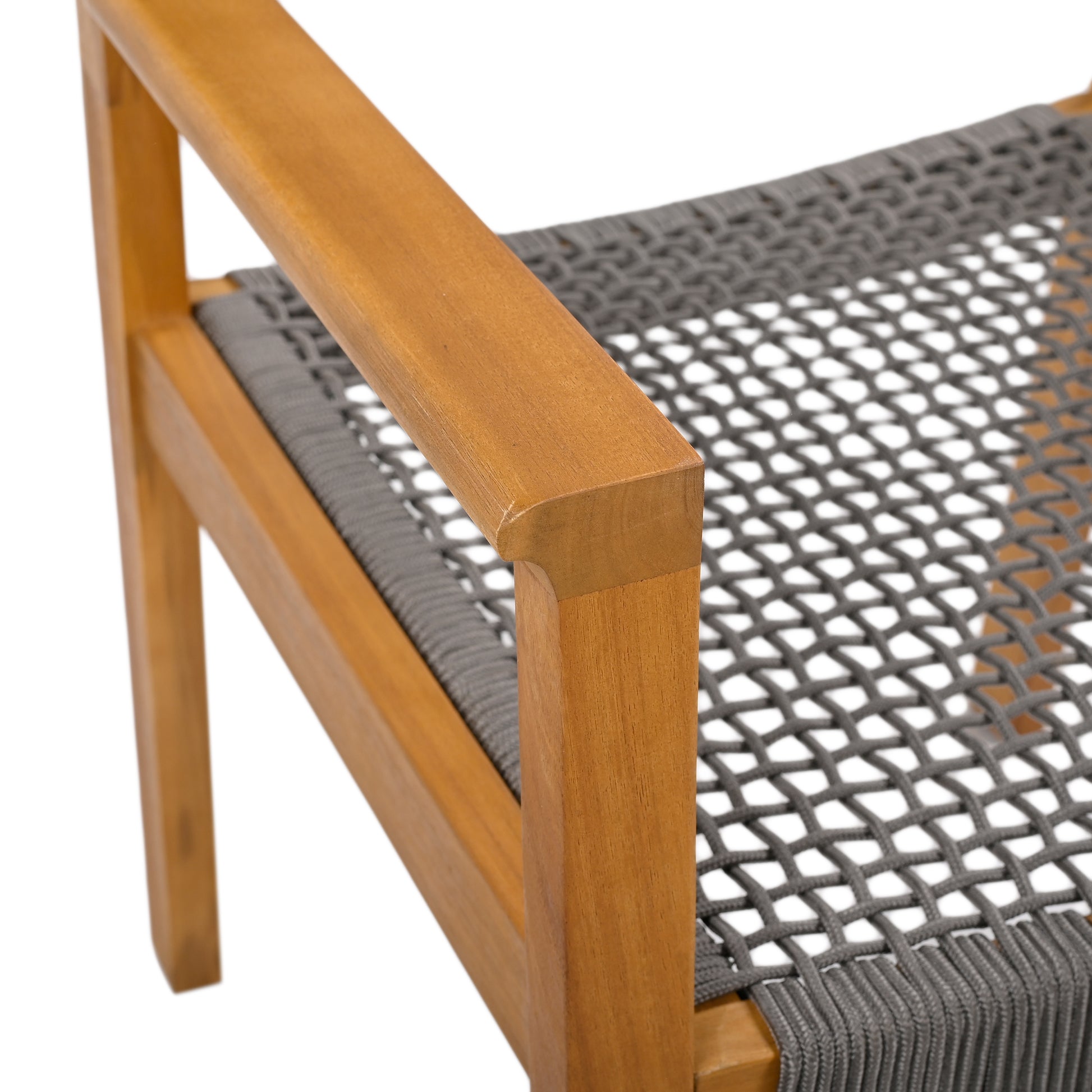 Braided Dining Chair Dark Grey Dark Grey,Teak Acacia Wood,Rope