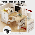 K&K 82.7 Inch Kitchen Island With Extendable Dining Table For 4 6 Person,Two Tone Kitchen Table With Double Sized Storage, Power Outlet, Kitchen Island With Storage 2 Drawers 2 Side Open