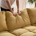 5 Seats,Oversized Sectional Sofa,L Shaped Corner Couch With Detachable Seat & Back Cushion, Corduroy Upholstery Convertible Sleeper Sofa&Couch For Living Room Yellow Fabric 5 Seat