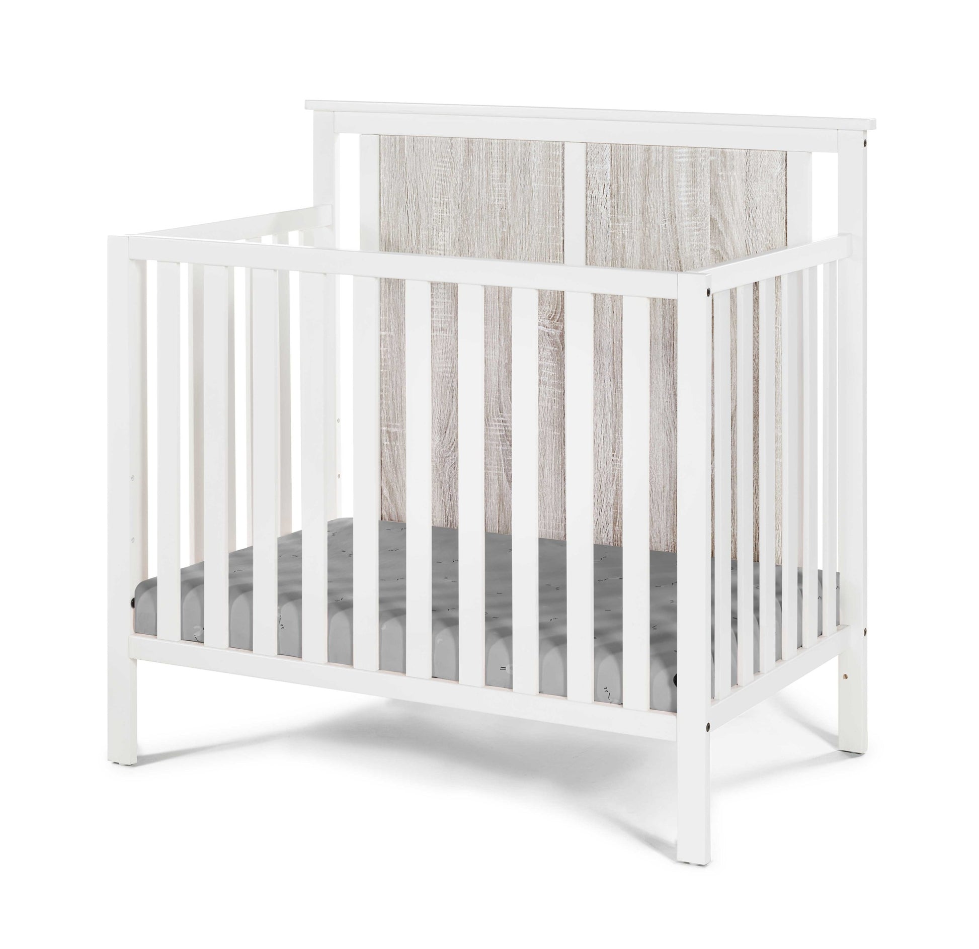 Connelly Mini Crib With Mattress Pad White Rockport Gray White Gray Wood