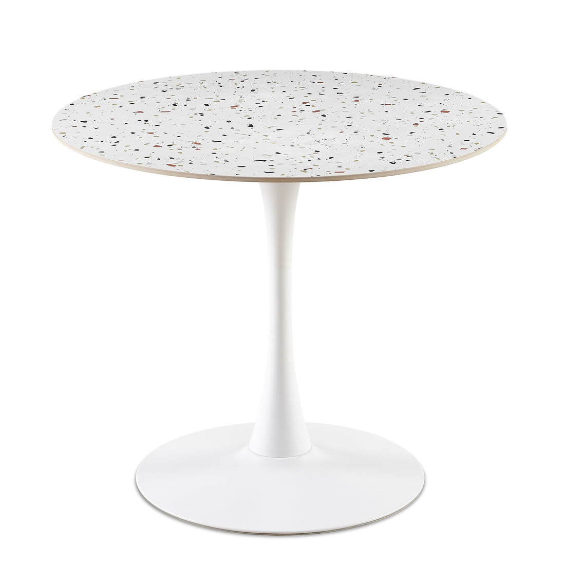 Mid Century White Stone Round Dining Table For Dining Room, Living Room,Cafe,Easy To Assemble And Clean White Dining Room Round Sintered Stone