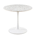 Mid Century White Stone Round Dining Table For Dining Room, Living Room,Cafe,Easy To Assemble And Clean White Dining Room Round Sintered Stone