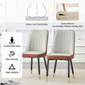 Table And Chair Set.Modern Rectangular Dining Table With Black Textured Stickers Glass Tabletop And Gold Plated Metal Legs.Paried With 6 Comfortable Chairs With Pu Seats And Black Metal Legs. Black Gold,Brown,Light Gray Seats 6 Glass Metal