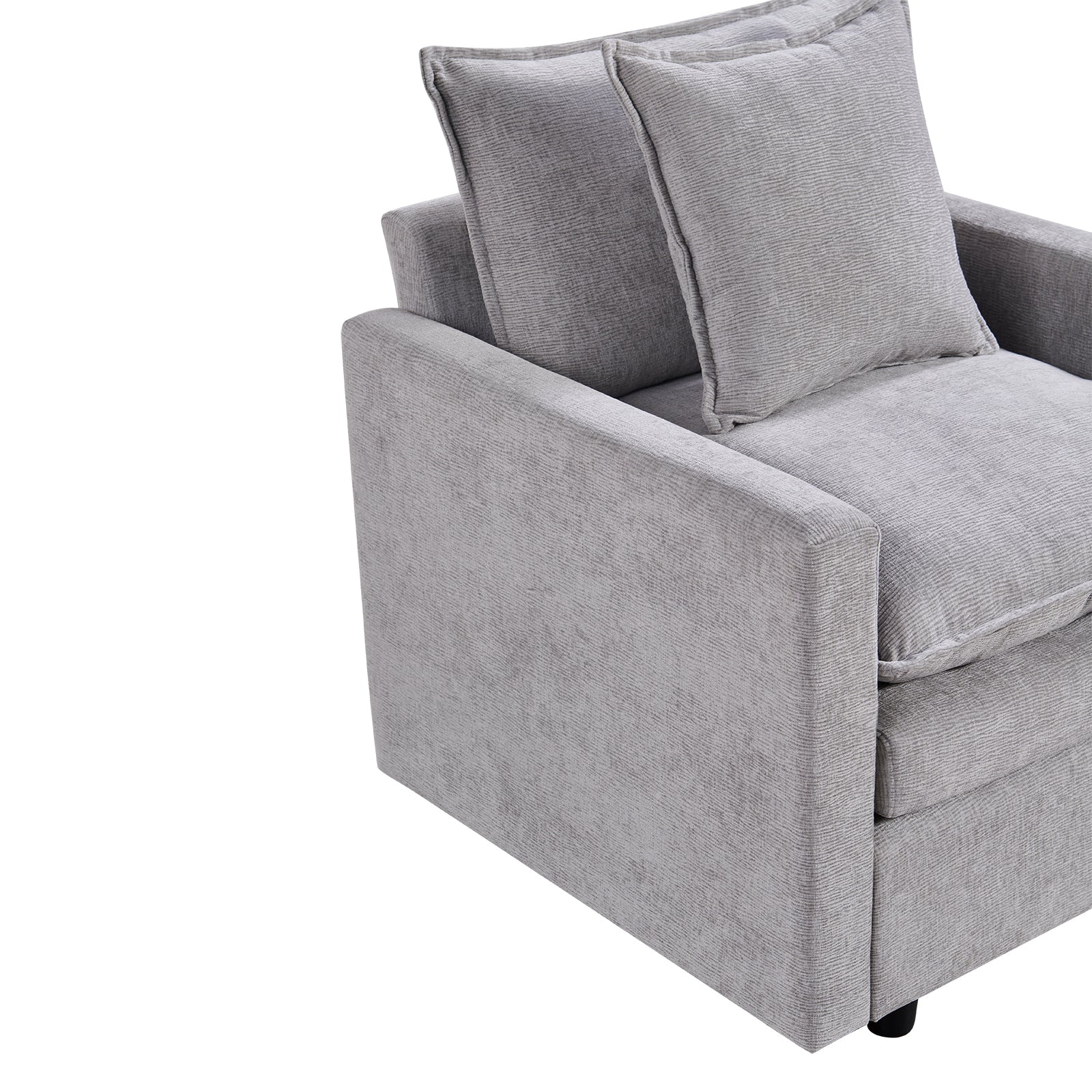 Chenille Fabric Comfy Deep Single Seat Sofa Upholstered Reading Armchair Living Room Gray Wood Foam Chenille 1 Seat