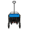 Mini Folding Wagon Garden Shopping Beach Cart Black Blue Brake Black Blue Metal