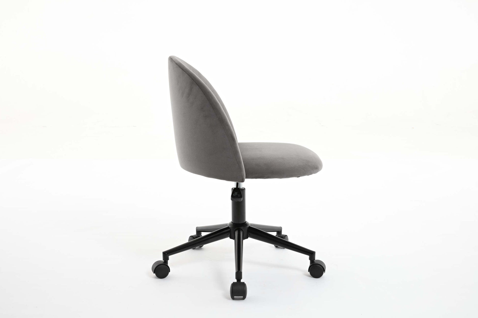 Velvet Fabric Office Chair Desk Chair, Mid Back Adjustable Swivel Computer Chair With Black Legsmodern Upholstered Desk Chair With Wheels Grey Black Foam Polyester Blend