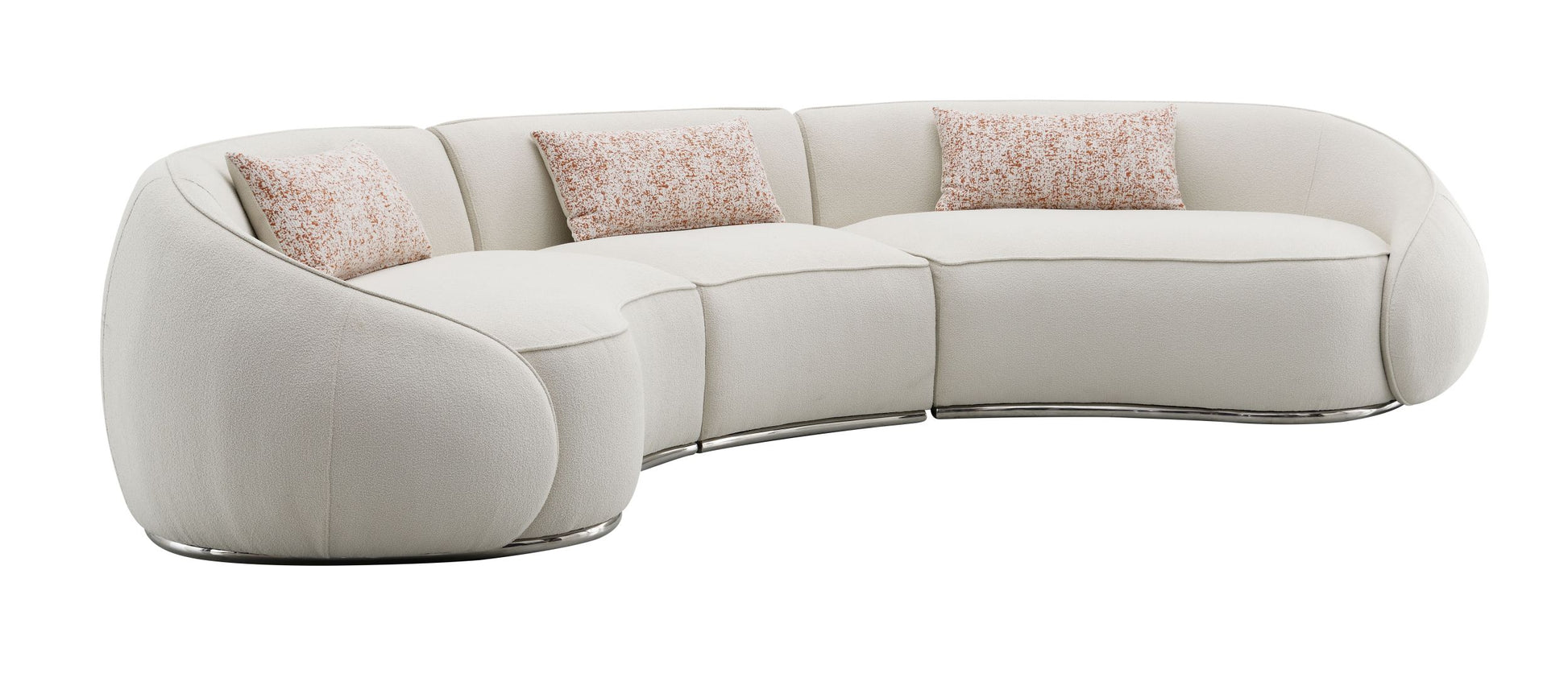 Sahara Sectional Sofa W 3 Pillows, Beige Boucle Lv03010 Beige Plywood 4 Seat