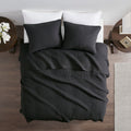 3 Piece Quilt Set Black Full Queen Full Black Microfiber