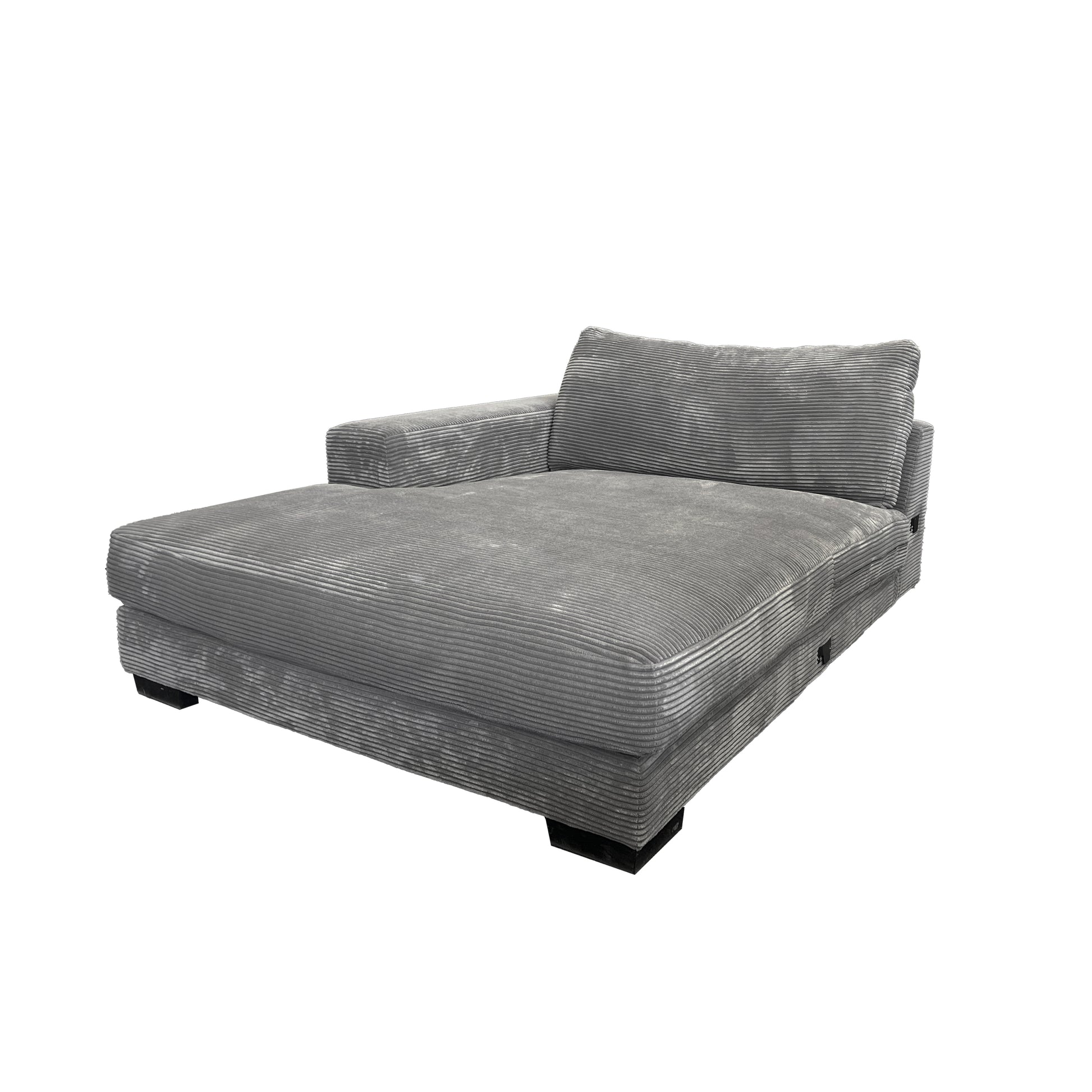 Bella Grey Corduroy Left Facing 3 Piece Sectional Grey Wood Corduroy 4 Seat