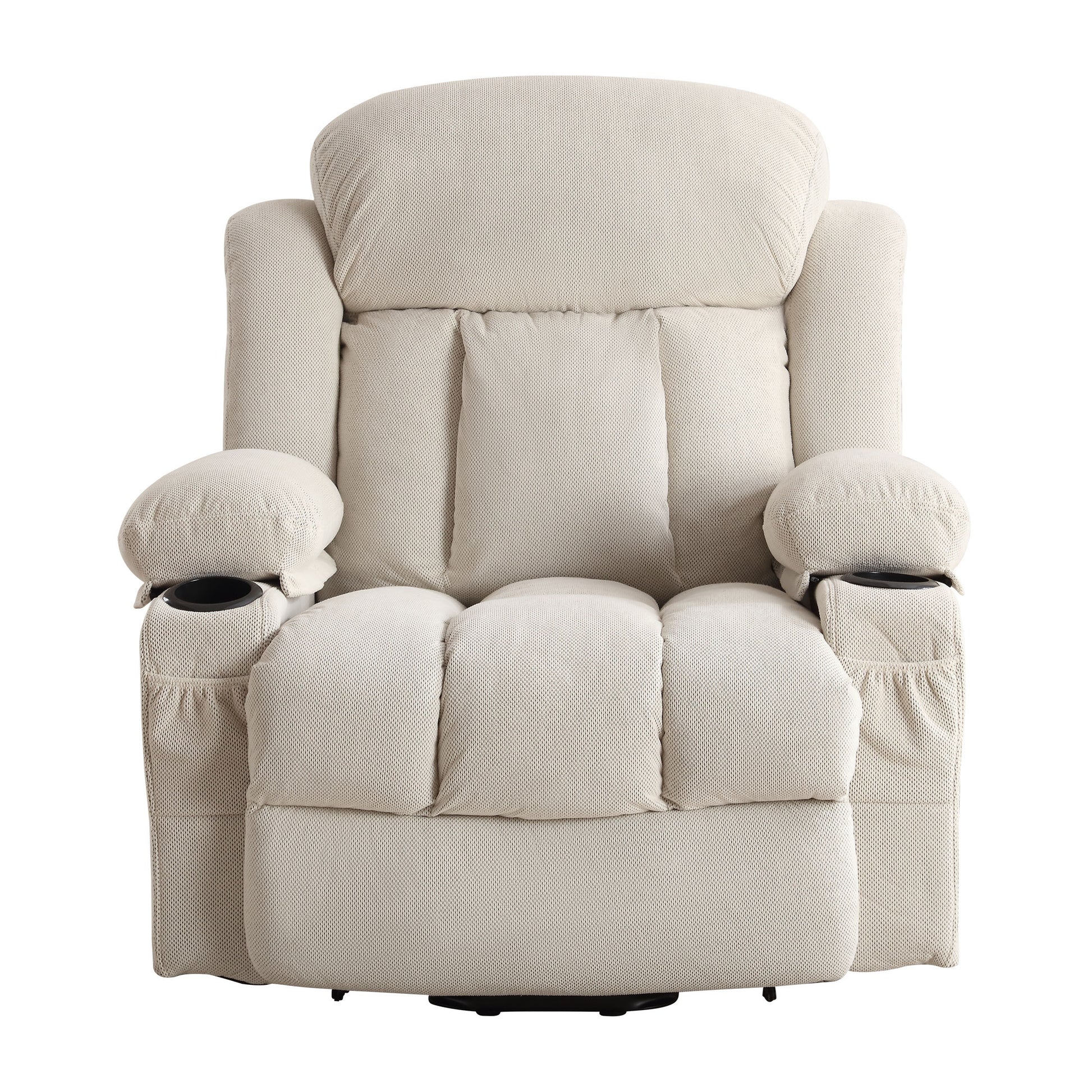 Power Lift Recliner Chair With Heat And Massage Electric Fabric Recliner Chair For Elderly With Side Pocket, Usb Charge Port, Remote Control For Living Room Beige A B Beige Velvet Metal Soft Heavy Duty Cotton Velvet