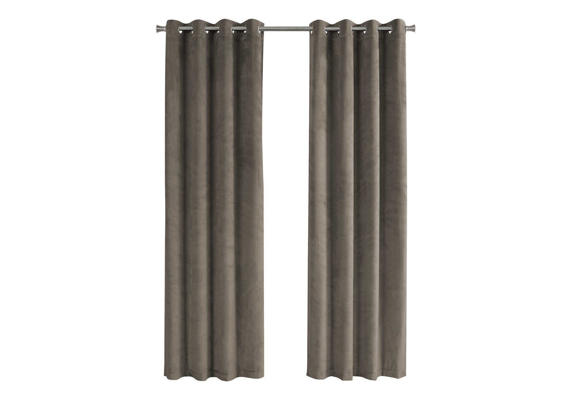 Curtain Panel, 2Pcs Set, 54"W X 95"L, Room Darkening, Grommet, Living Room, Bedroom, Kitchen, Beige Velvet, Contemporary, Modern Taupe Polyester