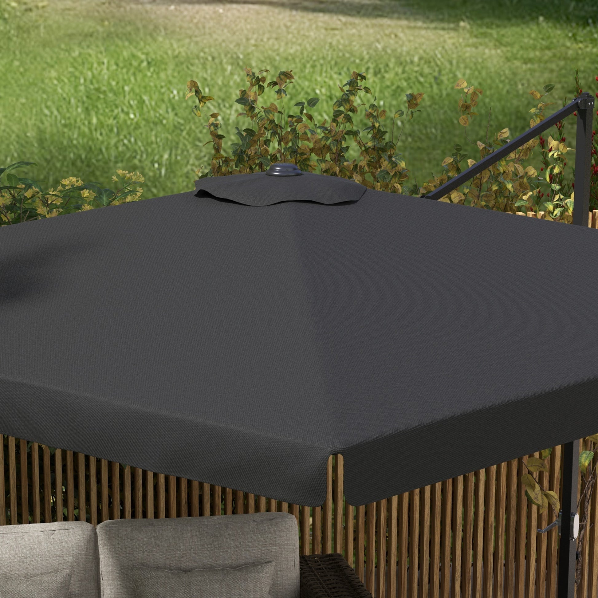 Outsunny 10' Cantilever Patio Umbrella, Square Offset Umbrella With Tilt, Crank, Cross Base, Aluminum Pole And Air Vent, Hanging Umbrella For Garden, Pool, Backyard, Gray Gray Aluminum