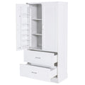 Tall Bathroom Storage Cabinet, Cabinet With Two Doors And Drawers, Adjustable Shelf, Mdf Board, White White Mdf