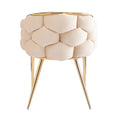 Set Of 2 Luxury Handmade Accent Chair With Gold Legs, Modern Velvet Armchair For Living Room And Bedroom Beige Foam Velvet