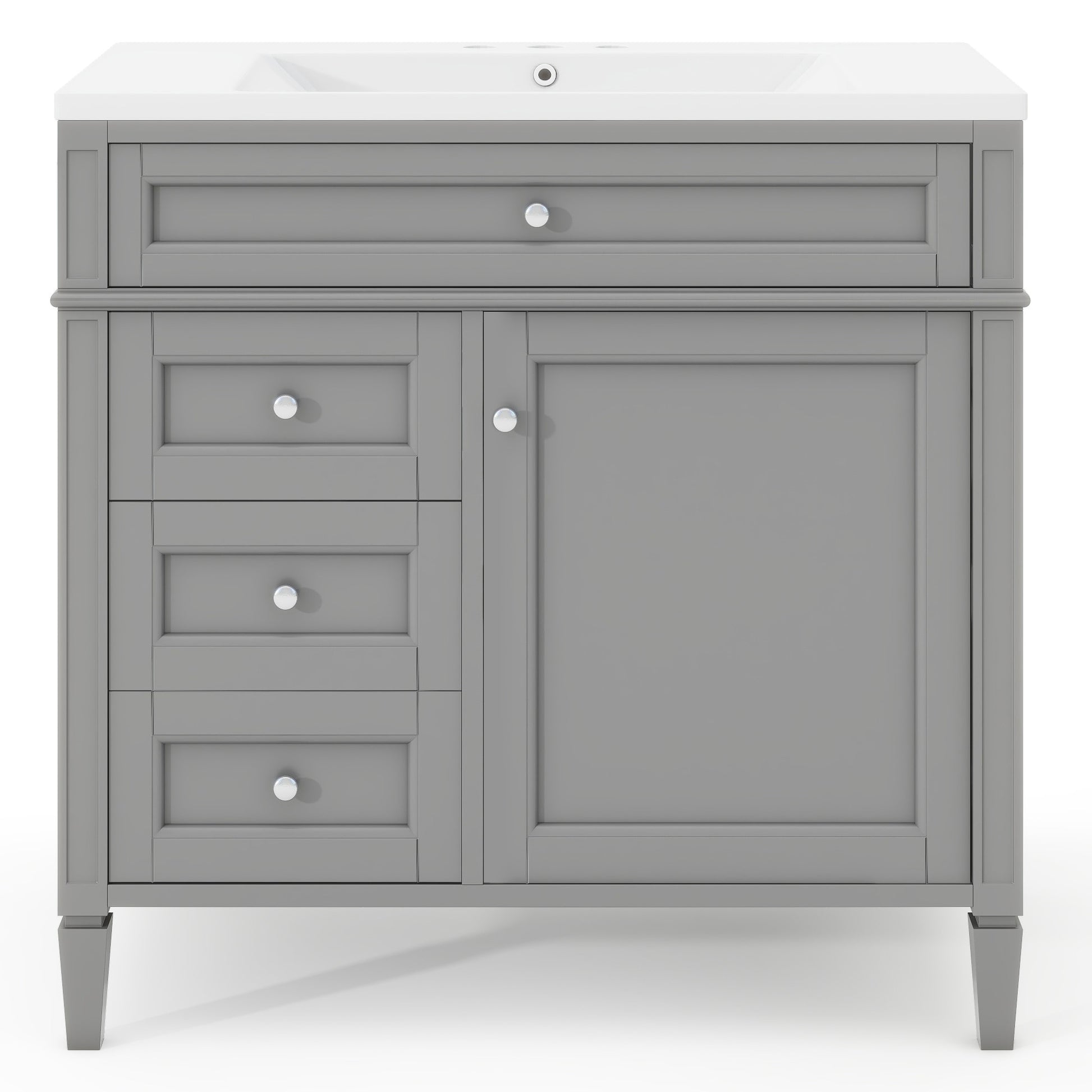 36'' Bathroom Vanity With Medicine Cabinet, Royal Blue Mirror Cabinet, Modern Bathroom Storage Cabinet With 2 Soft Closing Doors And 4 Drawers, Single Sink Bathroom Vanity 4 Grey 2 5 Bathroom Wall Mounted Solid Wood Mdf Resin Painted