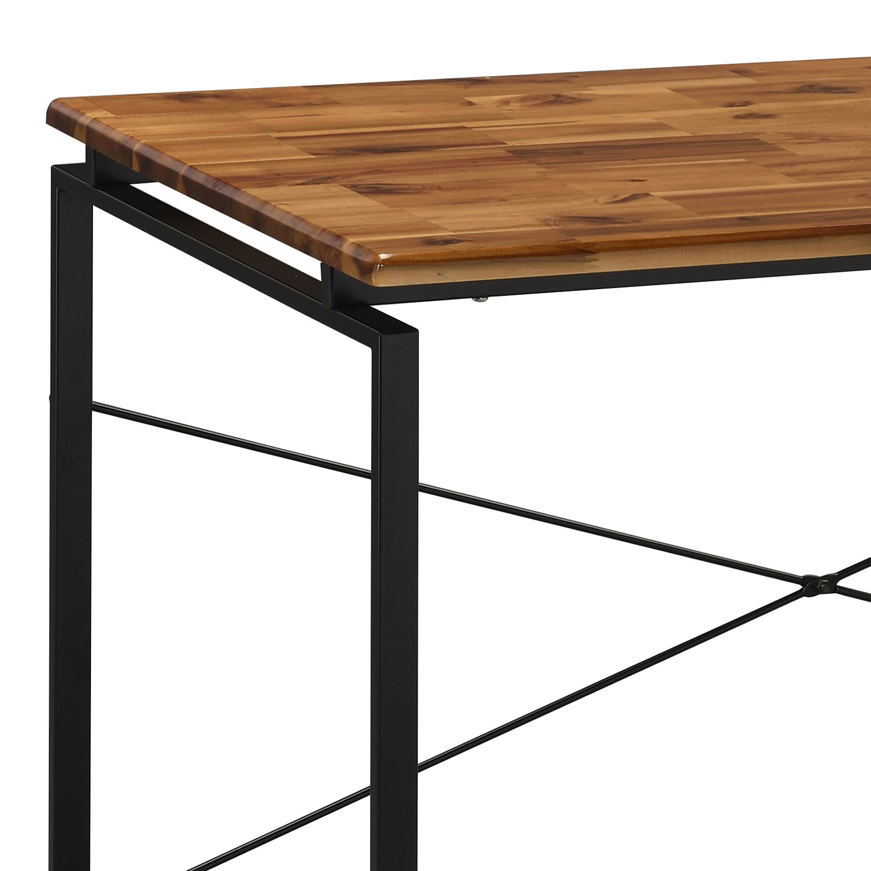 Oak And Black Writing Desk With Metal Sled Base Black Brown Writting Desk Office Industrial Rectangular Wood Metal Sled