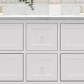 61'' Bathroom Vanity With Marble Top & Double Ceramic Sinks, 4 Drawers, Open Shelf, White White Plywood