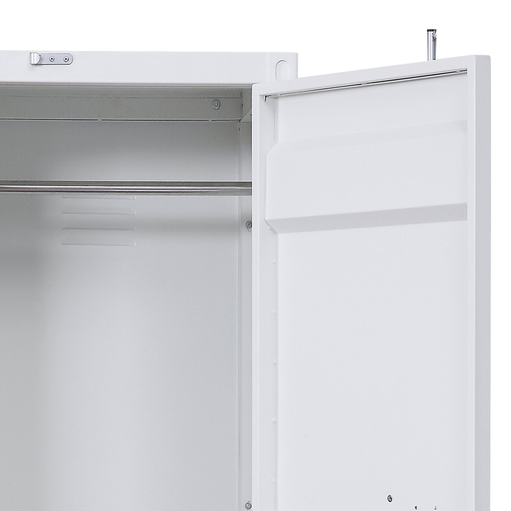 White Wardrobe With Full Length Container Lock White Bedroom Metal