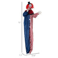 Homcom 6' Life Size Halloween Hanging Clown Decoration, Scary Animatronic Talking Clown With Light Up Eyes And Creepy Sound For Indoor Or Covered Outdoor Porch, Battery Operated Halloween Prop Multicolor Polyester