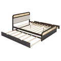 Queen Size Wooden Platform Bed With Trundle And 2 Drawers,Espresso Queen Espresso Solid Wood Mdf